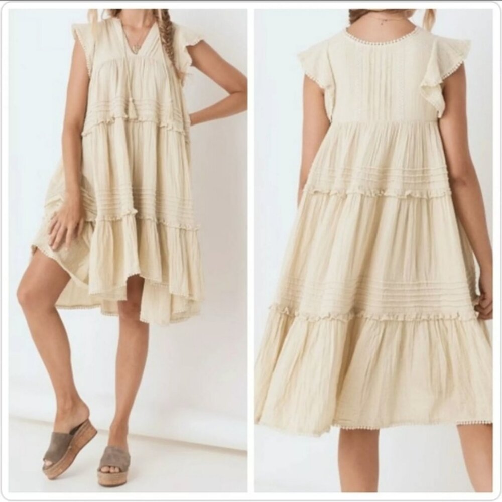Spell & The Gypsy Hanalei Midi Boho Dress off white